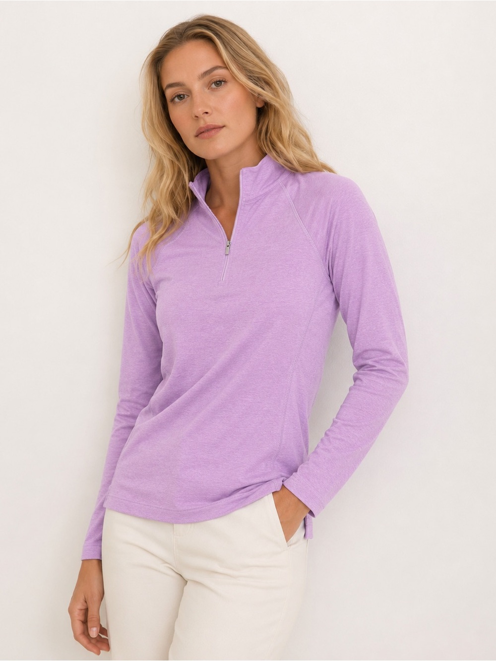 Peter Millar Womens XS Performance 1/4 Zip Pullover Lavender UPF 50+ Stretch NWT